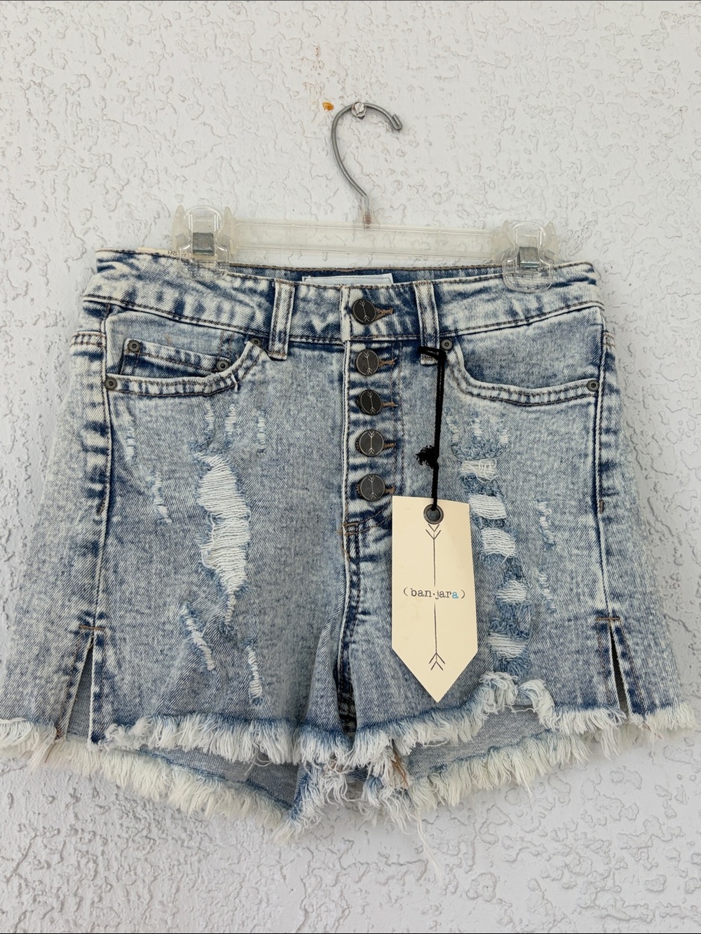 Ban.Jara Light Blue Distressed Denim high rise Shorts size 5/26